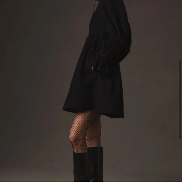 NWT Anthropologie Pilcro Corduroy Cottage Core Babydoll Mini Dress in Black, XS - Picture 4 of 4